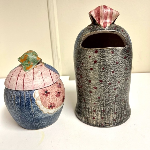 ITALICA ARS 2-piece Vintage MID CENTURY MODIGLIANI POTTERY 8.5” Peasant Women - Picture 6 of 13